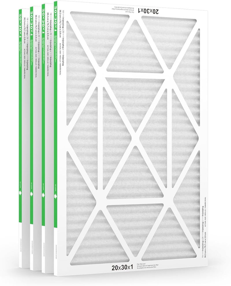 TRIGHTFILTERS فلتر هواء 20x30x1 عبوة 4، فلتر هواء مضغوط MERV 8 بديل لمكيف الهواء HVAC فلتر فرن الهواء، متين وخفيف الوزن - Image 1